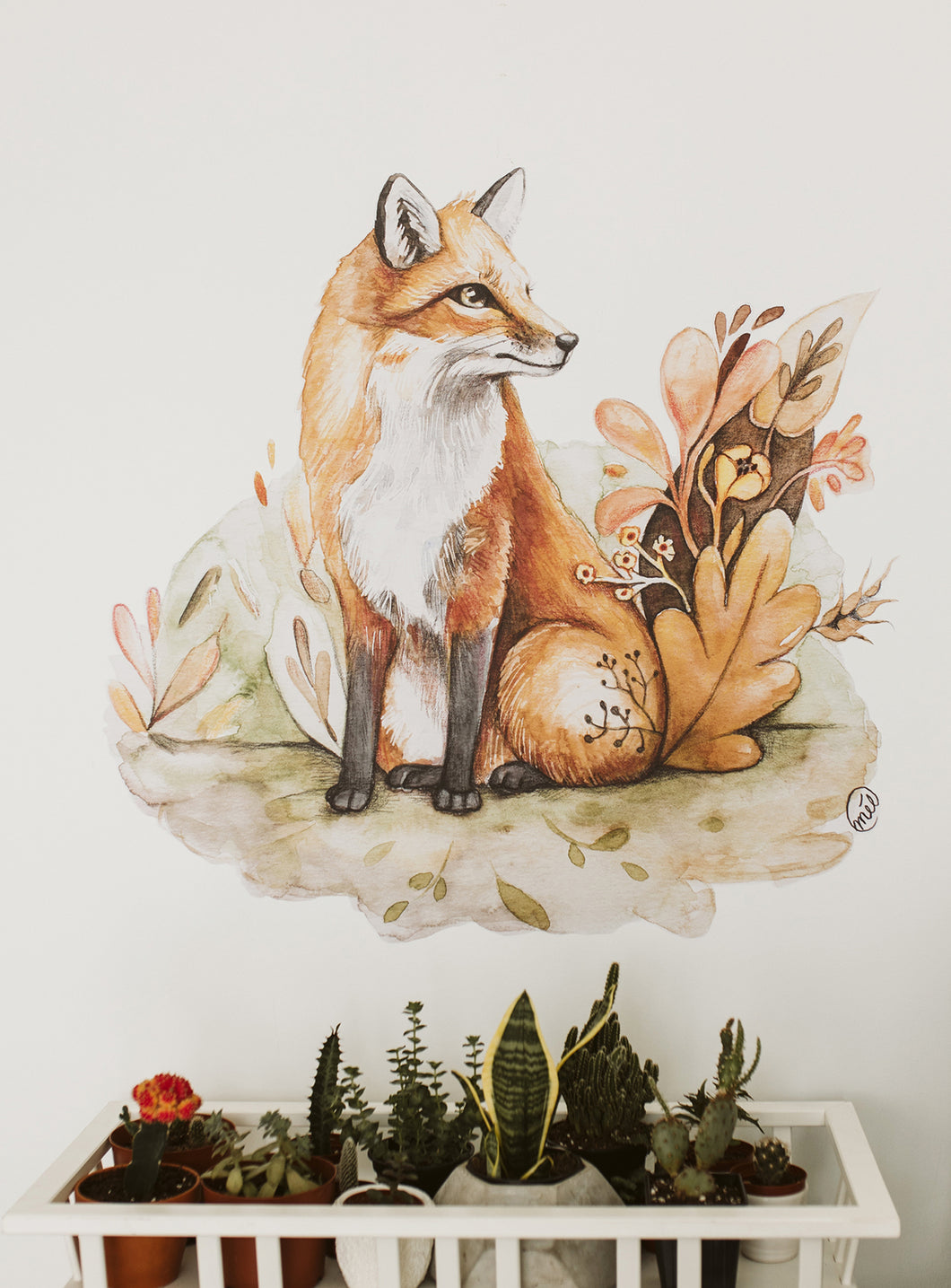 Collant mural renard roux