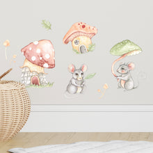 Charger l&#39;image dans la galerie, Les petites souris et maisons champignons - Ensemble de collants muraux
